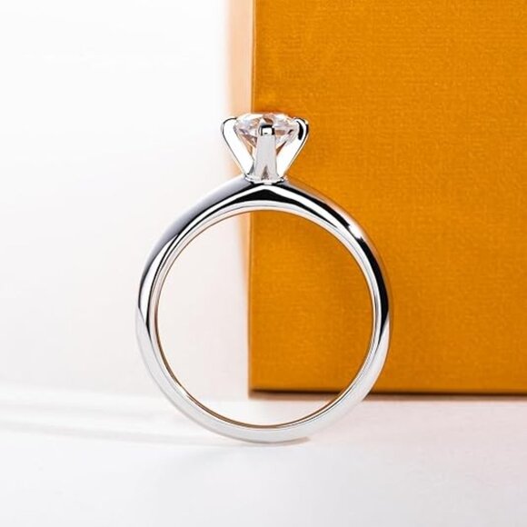 1.0cttw Radiant Cut Moissanite D Color VVS1 Clarity Silver Wedding Ring - Picture 5 of 6